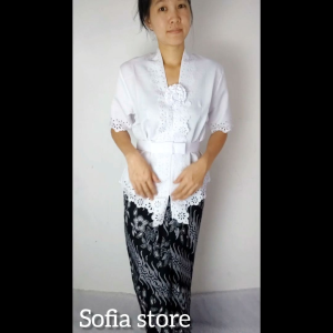 Atasan Kebaya Kutu Baru Remaja Dewasa Lengan Pendek Viani Warna Putih
