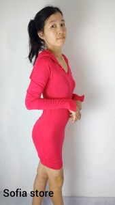Dress Mini Long Sleeve Lengan Panjang Bodycon Hoodie Mini Dress