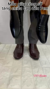 Giày công sở nam tăng chiều cao 7cm da mềm tăng cao bí mật trong đẳng cấp có 2 màu nâu và đen đế được khâu sẳn rất chắc chắn