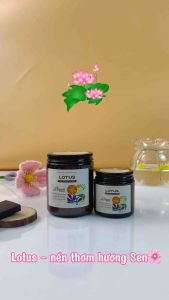 Nến Thơm Tinh Dầu Hương Sen Khử Mùi Phòng Thư Giãn Không Khói Dễ Ngủ VUATINHDAU 100g/200g Nến HandmadeQuà Tặng