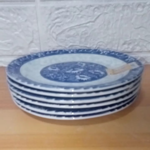 SET FOR 6 PIECES ORIENTAL BLUES CERAMIC SAUCER / SOY DISH / CAKE PLATE / SIZE 6 INCHES