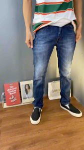 LOUIS MARTINE Celana Jeans Panjang Pria Bahan Denim Wash Model Casual Blue Stone