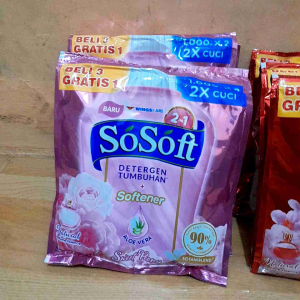 Sosoft renceng sabun cuci cair pakaian 80ml isi 16 sachet
