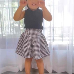 SETELAN ANAK PEREMPUAN ROK HIGHWAIST PLAID TENNIS BELLE TOPI