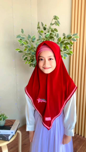 (COD) Mazaya \"Kids\" Jilbab Anak Tanggung Hijab Bordir Bintang Pelangi Kerudung Kombinasi Lis Warna