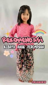 Setelan Kebaya Anak Perempuan Brokat Modern Kutu Baru Rok Kimono Usia 4 - 14 Tahun