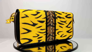 Dompet Wanita Kulit Pari Duri Double Zipper Motif Harimau Macan