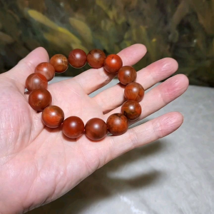 16.5mm Baoshan Nan Hong old mine bracelet 保山南红老料红黄油润手链
