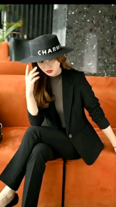 One Set Setelan Jas Blazer Celana Bahan Panjang Pinggang Karet Wanita Stelan Jas Kerja Kantor Cewe Polos Dewasa Anak Jaket Blezer Kancing 2 Cewek Pakaian Formal Kantoran Dasar Hitam Abu Rok Jumbo Big Size Rompi Cardigan Kain Outer Perempuan Crop Top Korea