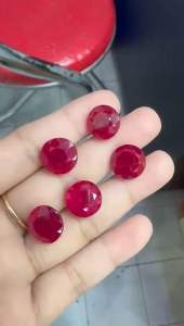 ทับทิมแท้ 12 มม. ทรงกลม 48 กะรัต 5pcs