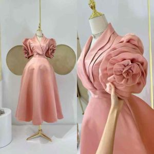 SELES Apparel Elegant 3D Rose Sleeve Midi Dress for Women | Wrap V-Neck A-Line Formal Party Wedding Guest Dress | Freesize S–2XL