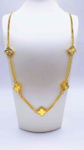 Rantai Leher Clover Emas Bangkok Gold Plated Necklace sesuai untuk Majlis Wedding Dating Event dan sebagai Hadiah