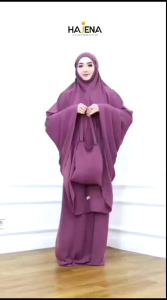 HAJENA - MUKENA SERUT DAGU JANNAH TELEKUNG SYARI JUMBO HARIAN CRINKLE PREMIUM