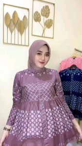 Blouse batik wanita jaring lengan balon terlaris