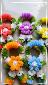 พวงมาลัย ขนาด 6×12cm ของขวัญ วันแม่ ไหว้ผู้ใหญ่ ทำจากลวดกำมะหยี่