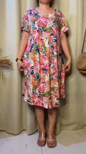 3XL STRIPE AND PRINTED DUSTER PAMBAHAY w/ pocket
