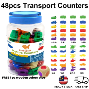 48-Piece Transport Counters With Dice Educational Toys Counting Mathematics Learning Kit Maths Early Education Toys Mainan Matematik