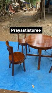 Meja makan jati - set meja makan jati bulat diameter 90cm