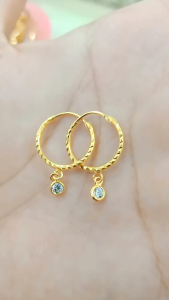 ANTING BULAT PERAK 925 LAPIS MAS 24K