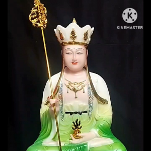[ Cao 30 cm ] Bộ Tượng Phật - Ta Bà Tam Thánh Xanh Lá - Chất liệu bột đá bột đá  - Hàng nhập khẩu