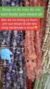 Đá thạch anh vụn thô thiên nhiên khoan sẵn lỗ làm vòng handmade