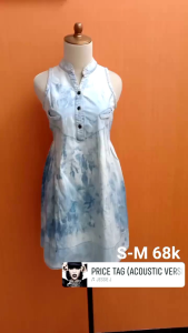 mini midi dress wanita biru muda putih VATICK & JOBR cewek S M kutung tye dye cute santai