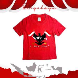 Baju Kaos Atasan Anak Laki-laki dan Perempuan Umur 1-8 Tahun Motif 17Agustus Bahan Katun Combed 24s