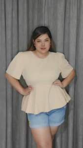 (XL TO 3XL BODY FRAME) PLUS SIZE ROZELLE TOP ONE SIZE  BLOUSE CREPE FABRIC STRETCHABLE WOMENSWEAR PEPLUM STYLE PLAIN AND PRINTED