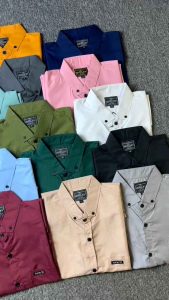 kemeja Hitam Pria Lengan Panjang Premium Distro Baju Motif Polos Formal Casual