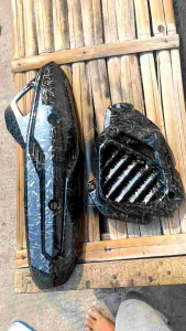 Tameng Knalpot & Tutup Radiator Vario 125 Old Karbon