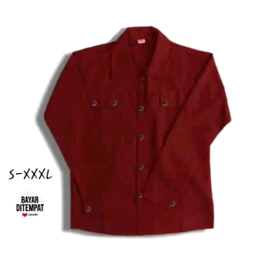 Jaket Canvas Kekinian Merah Maroon Trucker Semi Parka Over Size