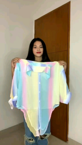 BJfashionwanita / Kemeja Rainbow IMPORT / Kemeja Import / Atasan Import / Atasan Rainbow / Kemeja Kombinasi Rainbow / Kemeja Kombinasi