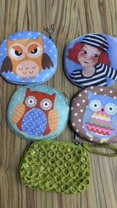 Owl Coin Purse Cute Purse Small Round Purse Slim Purse Coffee Checkers Print Country Style Purse CuteGifts NiceGifts Specialgifts birthdaygifts Mygiftskingdom