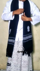 Sorban Rida Kashmiri Motif Cap Terompah Nabi Warna Hitam Dewasa dan Anak laki laki Rayon Premium