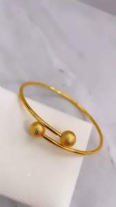 Gelang Tangan Bangle Xuping Wanita Boba Ukir Pasir Gold CXB298