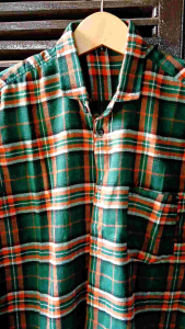 KEMEJA FLANEL PRIA TERBARU 2024/ KEMEJA TERLARIS MOTIF KOTAK KOTAK HIJAU ORANGE/ KEMEJA PRIA