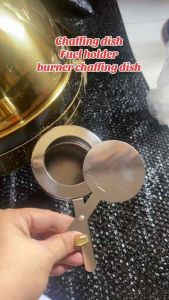 Stainless steel fuel gel holder fuel box heater set of 2 pcs. Key attributes: cylindrical shape hinged lid handle. Fit/use: for heating fuel gel. Scene: kitchen countertop.