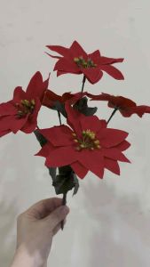 Bunga ponsentia kastuba natal merah palsu imitasi artificial dekorasi