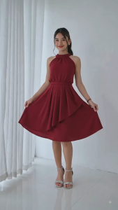 Ruby Halter Dress for Kids 8-10y/o in Crepe Fabric - Perfect for Special Occasions