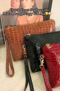 MARIONE - Clutch Croco GLossy 1KG BISA 26 PCS SERBAGUNA BAHAN AWET Handbag Wanita Clutch Wanita  L1