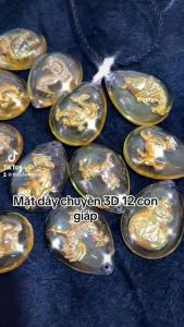 Vòng cổ mặt pha lê 12 con giáp vàng 3D hộ mệnh bình an