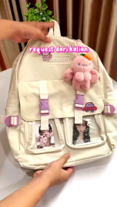TRENzone.id Tas Ransel Sekolah Anak Water Resisstance Trendy Korean bag D-2179