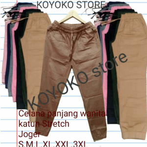 KOYOKO STORE Celana Santai Wanita JOGGER PANTS Bahan Katun Stretch