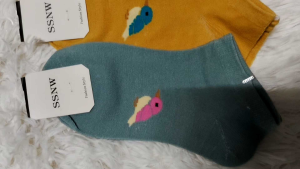 ถุงเท้าลายแมวน่ารัก ถุงเท้าข้อสั้น ลายขวาง ฟรีไซส์ ผ้านุ่ม ใส่สบาย