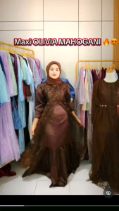 Gamis pesta Olivia pesta terbaru brokat tile valvet Premium gaun kondangan wanita muslim casual mewah Bordir Maxi Mutiara Panjang Tebal Dress Samping