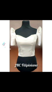 top Blouse filipinaina Mistiza sleeve elegant fabric satin back button