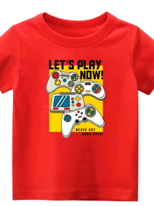 kaos atasan oblong anak laki laki lengan pendek LETS PLAY NOW KATUN POLOS SANTAI