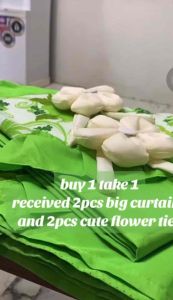 Received 4 items ito ay 2 PCS BIG CURTAINS pampinto o bintana at 2 PCS CUTE FLOWER TIE - Standard Size or 60x70 inches or 6ft for Door and Window