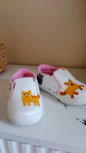 sepatu anak perempuan slip on motif kucing pink usia 1-3 tahun kenkoa