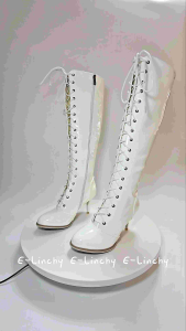 🇹🇭ร้านไทย🇹🇭 รองเท้าบูทหนังเงาส้นสูง3นิ้ว ผูกเชือกทรงยาวใต้เข่า สำหรับนกฃักร้องแดนซ์เซอร์ (A27)